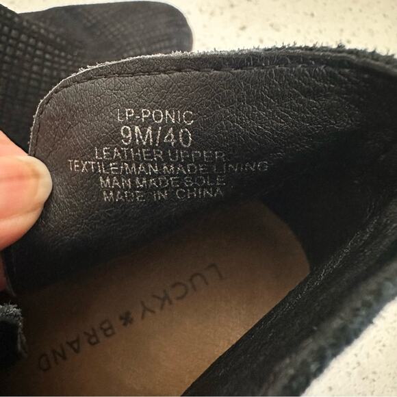 Lucky Brand Ponic Black Suede Ankle Booties Size 9M / 40 - Picture 5 of 8